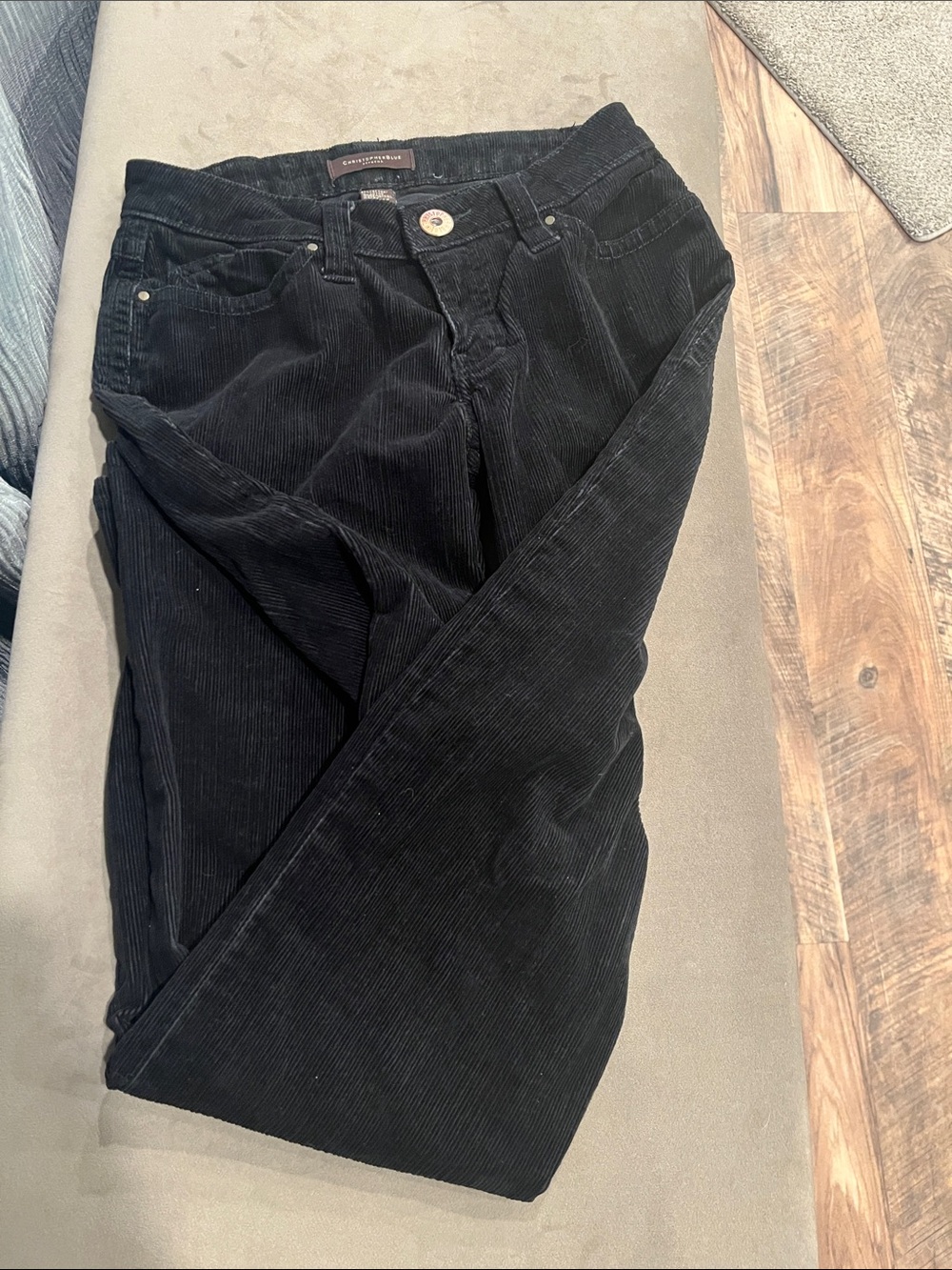 Christopher Blue Black Straight-Leg Corduroy Jeans
